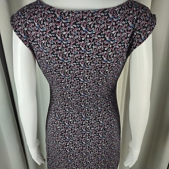 Loft Women's Floral Blue, Pink, and White Flowers Lined Midi Dress Size Medium - Picture 4 of 10